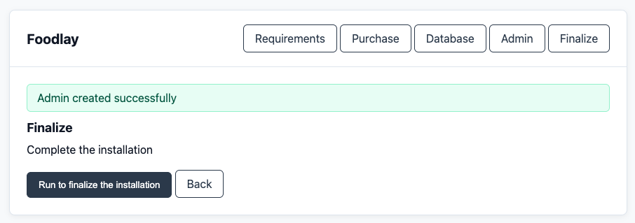 Finalize installation